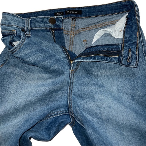 STS BLUE ALICIA MOM JEAN RAW HEM HIGH RISE WOMEN’S SIZE 28 DENIM BLUE JEANS - Picture 8 of 16